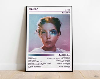 Impresión de cartel de Halsey / Cartel del álbum maníaco / Cartel de música / Cartel de portada del álbum / Decoración de pared / Regalo de música / Decoración de la habitación