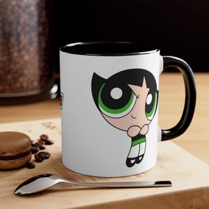 Powerpuff Girls Buttercup Mug 11oz White-Black | PPG Mugs | Powerpuff Girls Gifts | Gifts for Her | Cartoon Mug | Powerpuff Girls Cuppa