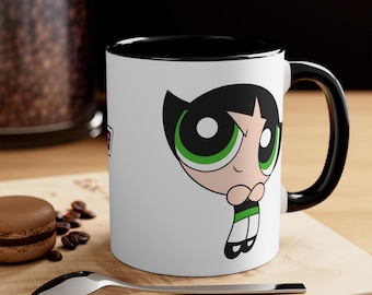 Powerpuff Girls Buttercup Mug 11oz White-Black | PPG Mugs | Powerpuff Girls Gifts | Gifts for Her | Cartoon Mug | Powerpuff Girls Cuppa