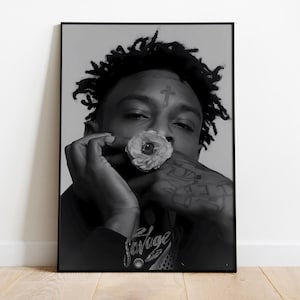 21 Savage Poster Print | Black And White Artist Poster | Music Poster |  Wall Decor | Music Gift | Room Decor