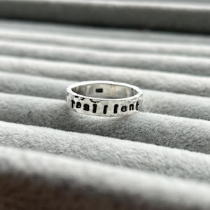 Handmade Personalised 925 Silver Ring Letter Stamping Inside or Outside Customisable words names