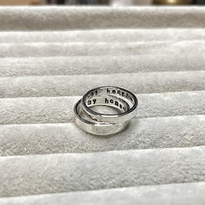 Handmade Personalised 925 Silver Ring, Hidden Word Name Message, Letter Stamping
