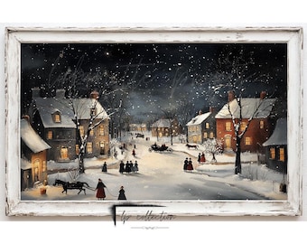 Beautiful Christmas Painting | Christmas Night Print | Snowy Atheistic | Rustic Winter PRINTABLE Digital Download | lafayette prints