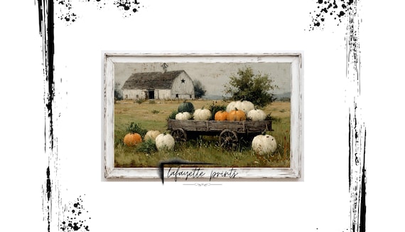 Fall Painting | Pumpkin Patch Art | Rustic Farmhouse Decor | Digital Download | Vintage Fall Art | Cozy Country Home Decor | Halloween Art