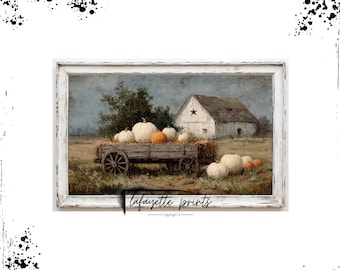 Fall Painting | Pumpkin Patch Art | Rustic Farmhouse Decor | Digital Download | Vintage Fall Art | Cozy Country Home Decor | Halloween Art