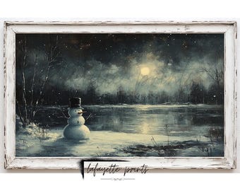 Vintage Snowman Print | Snowman Painting | Christmas Print | Rustic Winter Print | Christmas Digital Download | Winter | Lafayette Prints