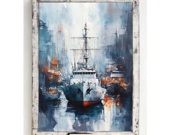 Muted Sailboat Painting | Vintage Coastal Art | Lighthouse Wall Art | Beach Coastal Decor | Nautical Download | PRINTABLE | Lafayette Prints
