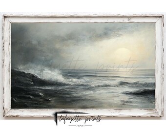 Vintage Coastal Seaside Painting | Beach House Wall Art Decor | Muted Beach Painting | Nautical Wall Art | PRINTABLE | Lafayette Prints