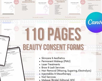 Paquete de formularios de consentimiento de belleza: más de 35 formularios editables para clientes de esteticistas