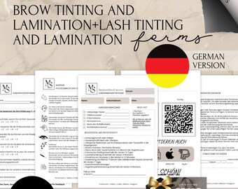German Brow and Lash Lamination and Tinting Forms Bundle | Editable Canva Templates | Client Intake, Consent, Policies, Post-Care, Invoices