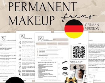 German Permanent Makeup Intake Forms, PMU Consent Form, PMU Aftercare Card, Lip Blushing Form, Microblading, Esthetician Bundle