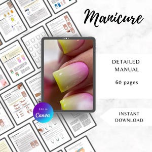 E-File Manicure Manual, Nail Technician Training Course, Cuticle Care Guide, E-Book for Nails, Manicure Class, Editable in Canva