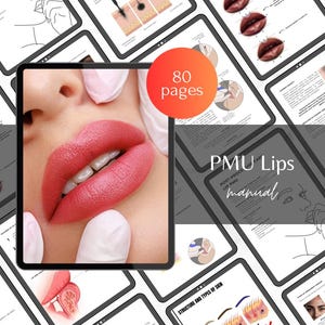 Lip PMU Training Guide | PMU Lip Tattoo Course | Lip Micropigmentation Manual | Aquarelle, Lip Tint, Lip Liner | Canva Template Guide