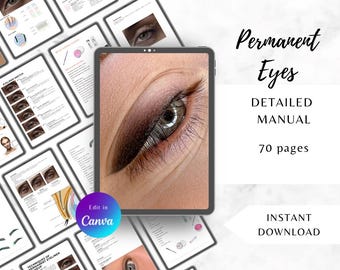 Permanent Eyeliner Training Manual | Editable PMU Eyes Guide | Eyeliner Tattoo Course Workbook | Permanent Makeup Artist Resource PDF