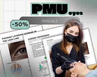Manual de entrenamiento de delineador permanente, guía de PMU editable para artistas y estudiantes, descarga digital en PDF, material del curso de tatuaje de delineador de ojos Canva