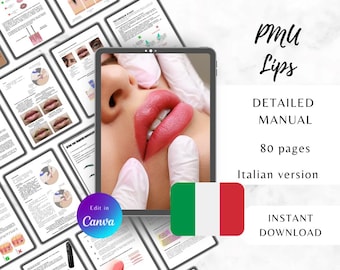 PMU Lip Training Manual: Editable 80-Page Guide (Canva PDF)
