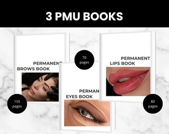 Paquete de capacitación de PMU para cejas, labios y ojos / Kit de enseñanza editable de más de 300 páginas / Formularios de consentimiento, certificados de estudiante, exámenes y listas de precios