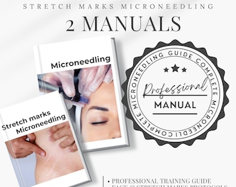 Manual de formación en microagujas para esteticistas / Guía para el rostro y las estrías / Curso de belleza editable en Canva
