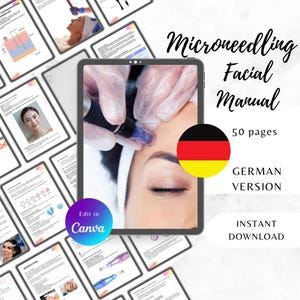 German Microneedling Facial Training Manual | 50-Page Editable Guide for Estheticians | Skin Needling Course PDF | Canva Template needling