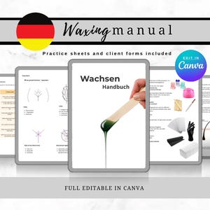 German Waxing Manual, Body and Intimate Waxing Guidebook Esthetician Training Course for Beginners and professionals PDF, Editable Bundle