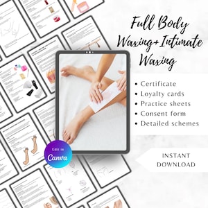 Waxing and Intimate Waxing Training Manual  Hard and Soft Wax Editable Course for Waxing Trainers, Female Male, Beauty Academies guide