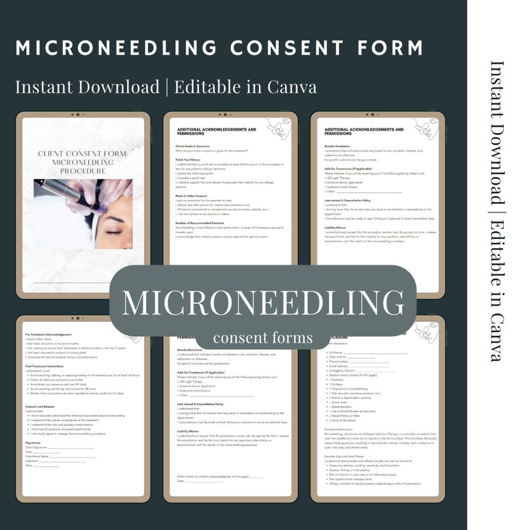 Microneedling Consent Form | Editable Canva Template + Printable PDF ...
