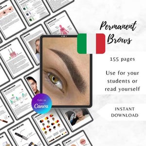 Italian PMU Brows Training Manual, Complete Guide, Microblading, Microshading, Ombre, Powder Brows, Hybrid, Blade and Shade Italiano