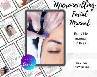 Manual de capacitación en microagujas: Curso de estética de 50 páginas (Plantilla de Canva editable en PDF)