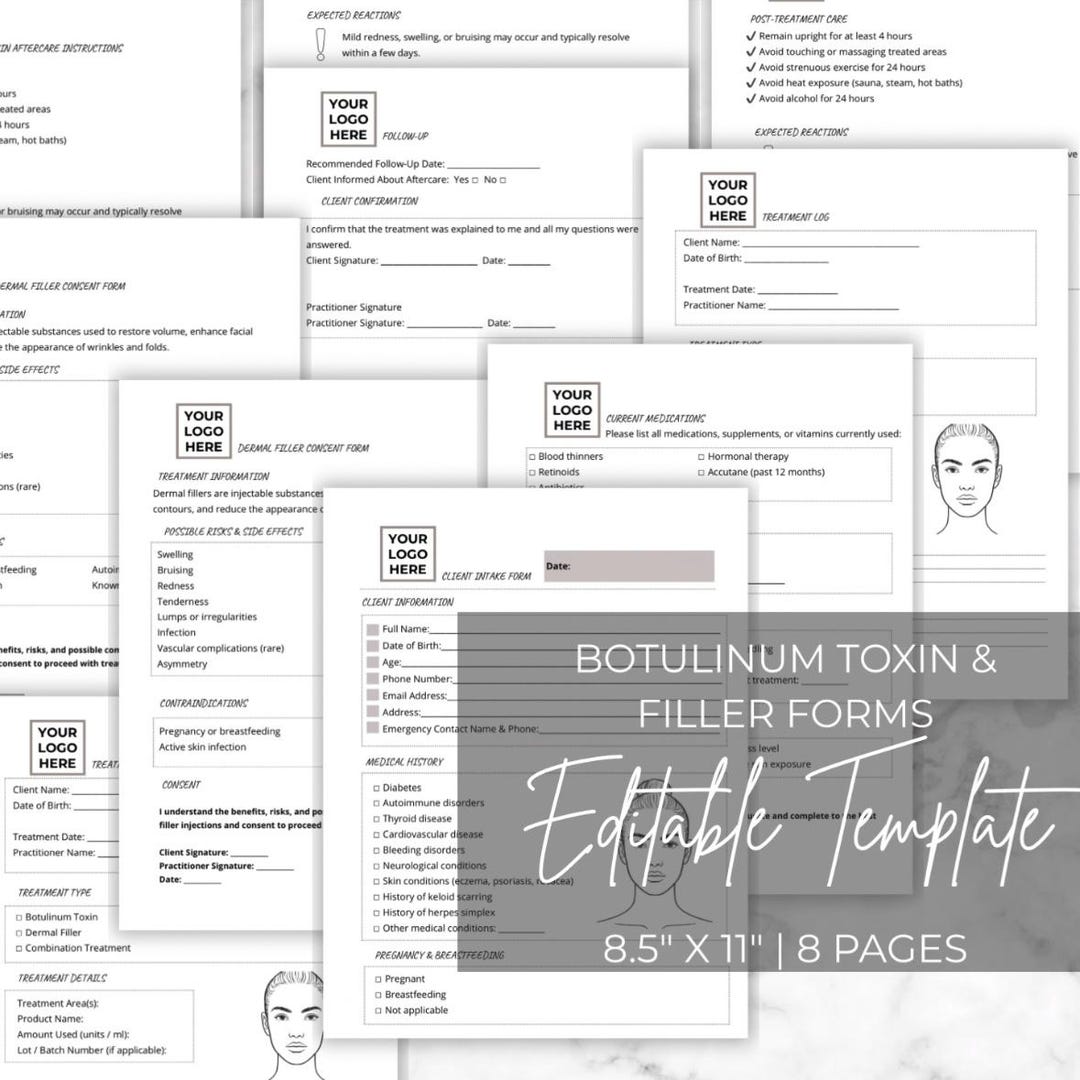 Editable Botulinum Toxin and Dermal Filler Treatment Forms Template ...