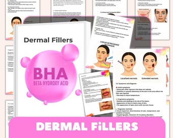 Manual de capacitación editable sobre rellenos dérmicos/Curso de inyección, gráficos faciales (Canva, descarga digital)