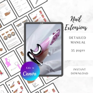 Lot numérique Nail Tech | Manuel de formation à l'extension des ongles, certificat, cours de manucure PDF modifiable