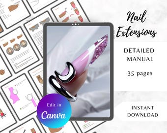 Nail Tech Digital Bundle | Nail Extension Training Manual, Certificate, Editable PDF manicure course