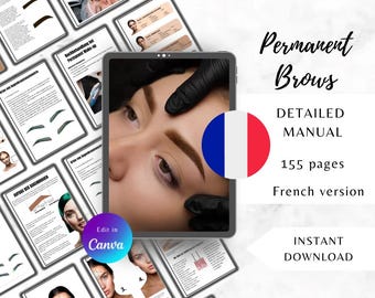 French PMU Brows Training Manual, Complete Guide, Microshading, Ombre, Powder Brows