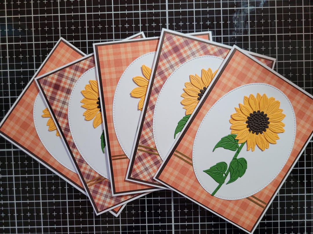 Sunflower Cards - Note Cards - Set of 5 Handmade Cards With Envelopes ...
