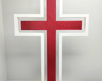 Patriotic Christian Cross | Red White Blue 3D Printed Decor