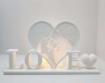 Custom Lithophane Heart LOVE | 3D Printed Valentine’s Day Gift | Personalized Romantic Decoration