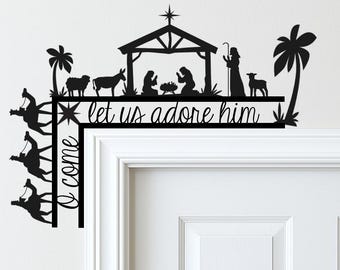 Nativity Scene Door Corner | 3D Printed Christmas Decor | Religious Holiday Decoration | Christian Gift