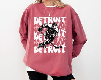 Detroit Hockey Sweatshirt, Detroit Gift, Comfort Colors Sweatshirt, Detroit Sports, Michigan Gift