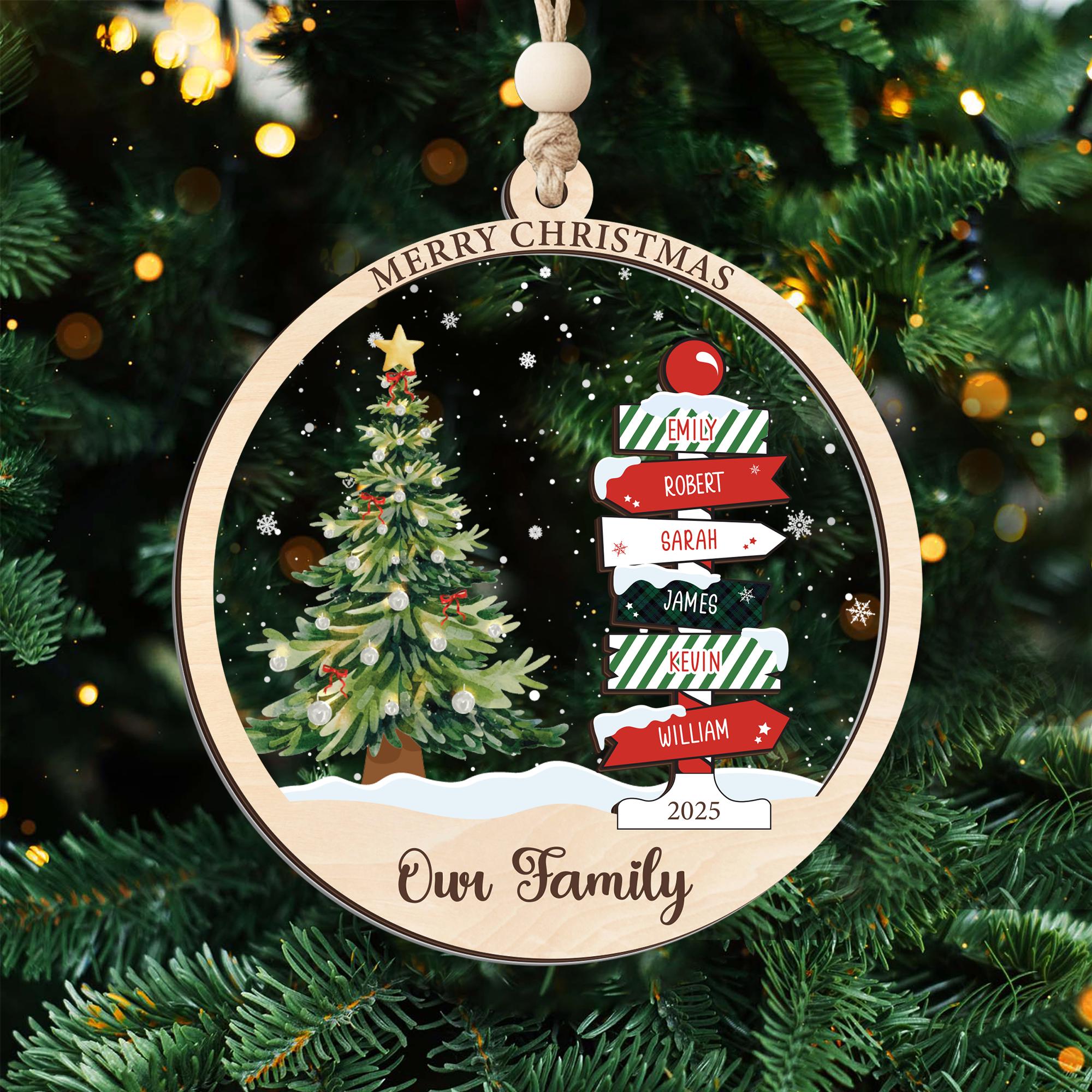 Personalized Family Ornament, Wooden Gift, Custom Christmas Ornament, Family Name, Holiday Keepsake, Xmas Gift, Grandkids Ornament