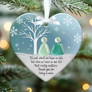 Friendship Heart for Christmas Tree Hanging Ornaments, Custom Friendship Real Sea Glass Friendship Decor, Timeless Friendship Heart Keepsake
