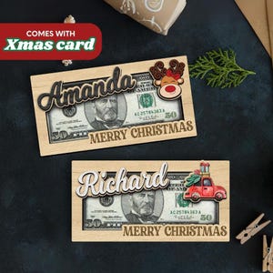 1-Personalized Cute Money Holder Christmas, Reindeer Money Holder, Santa Money Holder, Xmas Gift for Family, Money Card Gift for Kids MH02