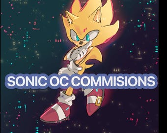 Commissione di illustrazione del personaggio originale di Sonic. Edizione con posa fantastica e sfondo eccezionale.
