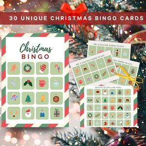 Christmas Bingo Printable Cards for Party Nights - Christmas Party Bingo for Family Reunion Games, Fun for Adults & Kids