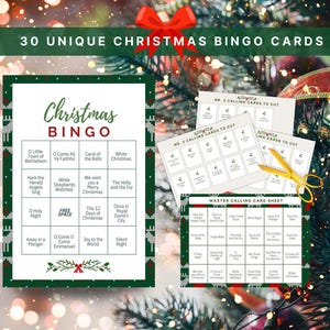 Christmas Bingo Printable Cards - Perfect for Holiday Party Games, Family Reunions, and Festive Fun for Kids & Adults on Christmas Nights