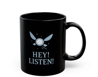 Hej! Słuchaj! Kubek, Minimalistyczny Wróżkowy Navi, Kubek do Kawy Fantasy Gamer