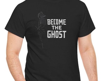 Become the Ghost, Ghost of Tsushima Inspired, Samurai Minimalist T-Shirt Design, Unisex Heavy Cotton Tee
