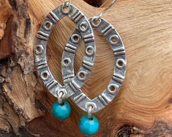 Boucles d’oreilles pendantes turquoise en argent sterling massif