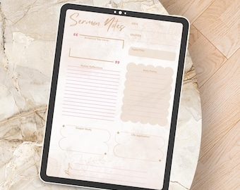 Digital Sermon Notes | Compatible with GoodNotes & Notability | Faith Journal | Church Notes | iPad Bible Notes | PDF Sermon Notes