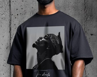 T-shirt portrait hip-hop noir et blanc : t-shirt streetwear urbain