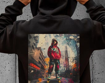 Urban Skater Hoodie: Street Art Pullover for Skateboarding
